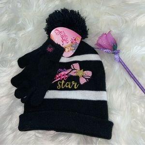 JOJO SIWA SET OF 2 -POM POM BEANIE HAT WITH GLOVES- 🖤